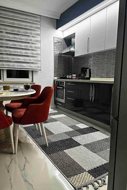 Cool Halı Bress 1403 Gri Mutfak Halısı Yumuşak Bukle Dokuma