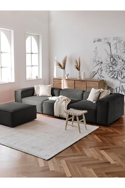 ERİZA Relax Soft 4 Modül Köşe Koltuk Takımı (KOYU ANTRASİT) Keten