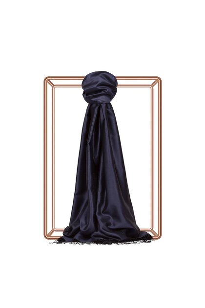 Double Sided Silk Shawl - Navy Blue