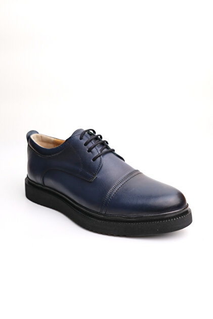 Navy Blue Leather Classic Men's Shoes