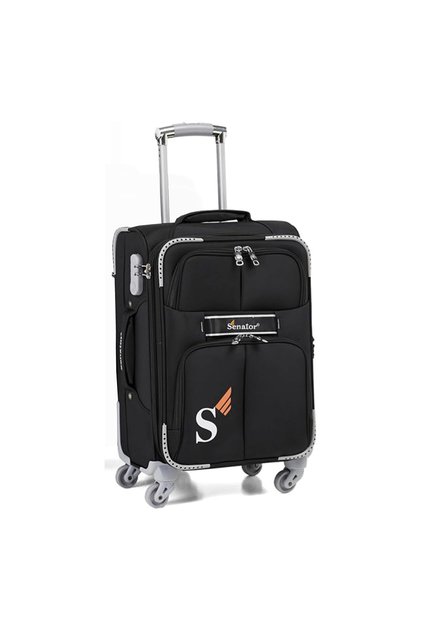 Soft Side Luggage Lightweight Suitcase Spinner Expandable Luggage For Travel Ll003 (BLACK)