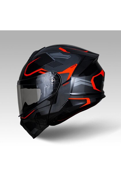 Yohe 935SV Kask Çene Açılır Motosiklet Parlak Turuncu Çift Vizör
