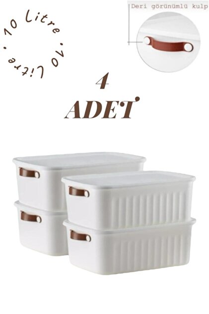Bayev 4'lü Beyaz 10 Lt Boxsis Set Çok Amaçlı Kapaklı Kutu Dolap