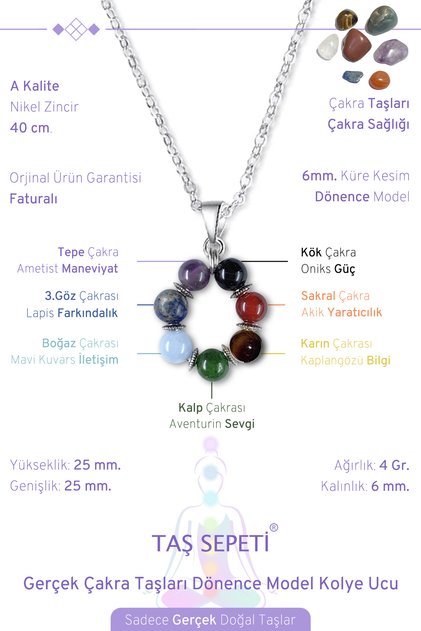 Genuine chakra natural stones locket model pendant with chain