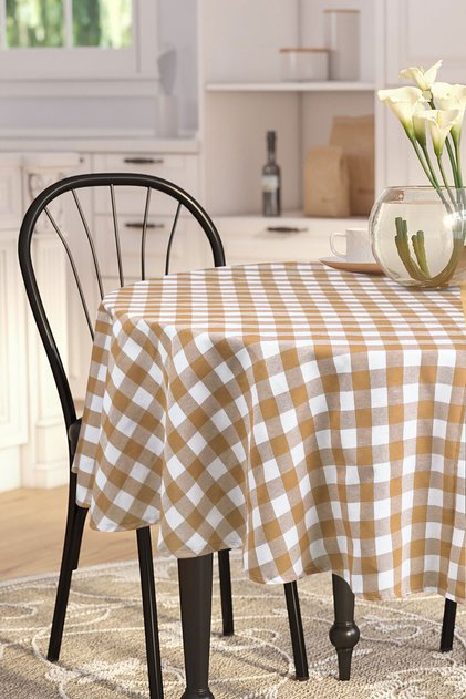 Gingham Round Large Square Tablecloth