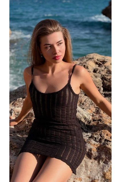 T023 mywooft siyah kadın elbisesi pareo plaj deniz kadın elbisesi