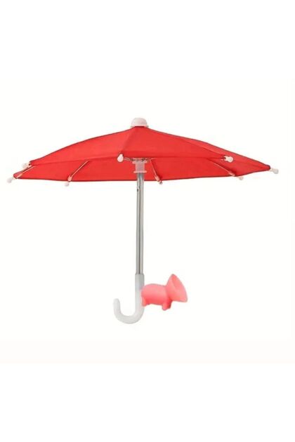 Accessory Sun Blocker Uv Protection Phone Umbrella & Red Color with Suction Cup