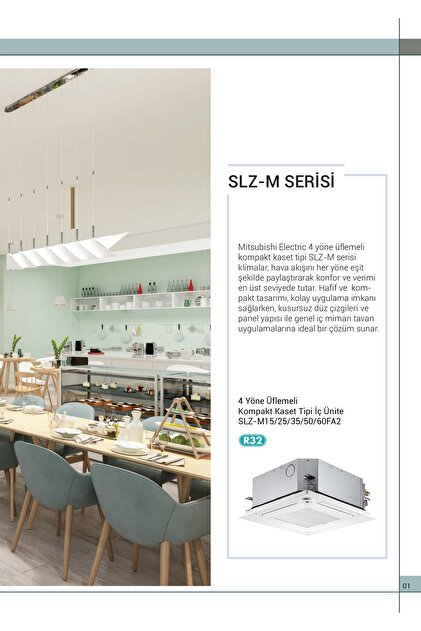 Mitsubishi M.ELECTRİC SLZ-M25FA 4 YÖNE ÜFLEMELİ KASET TİPİ