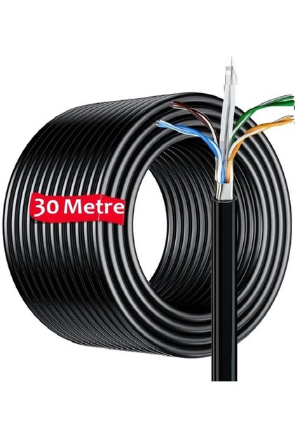 Dış Mekan / Bakır Tel / Dış Ortam Cat6 İnternet Kablosu / Yüksek Hız / 23 AWG / 2 Katlı / 30 Metre