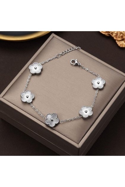 Women's Clover Figured Steel Bracelet