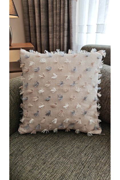 Throw Pillow Case Coffee Ruffle Linen Floor Curtain Fabric Decorative Modern Square Single Piece 43X43