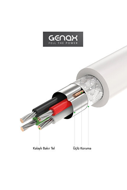 GENAX 2 Metre USB Type-C Çift Taraflı Girişli Kablo - Fiyatı