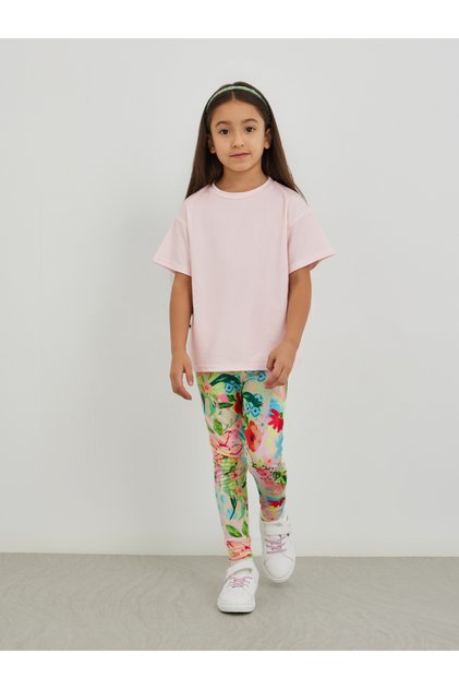 Flower Patch T-Shirt and Striped Leggings Set