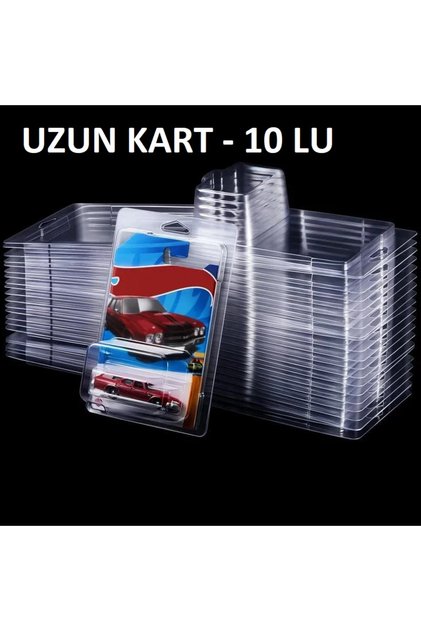 Hotwheels 10 Adet Uzun Kart (Long Card) STH Uyumlu Koruma Kabı Protector Case Koruyucu Plastik Kap