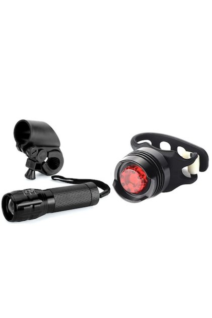 Set 2 bucati, Far fata zoom, stop spate ruby, aluminiu aliaj, negru