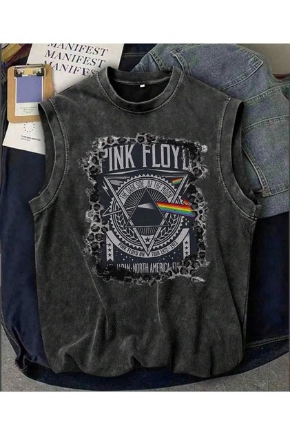 Pink Floyd Atlet Bisiklet Yaka Yıkamalı Vintage Unisex Oversize T-Shirt