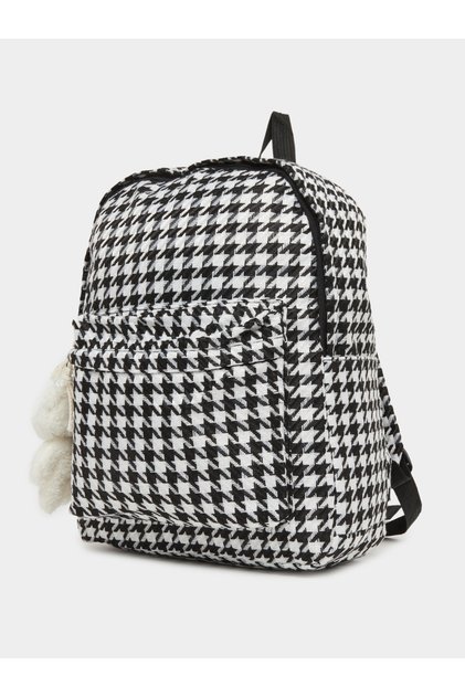 Houndstooth Backpack with Bear Charm