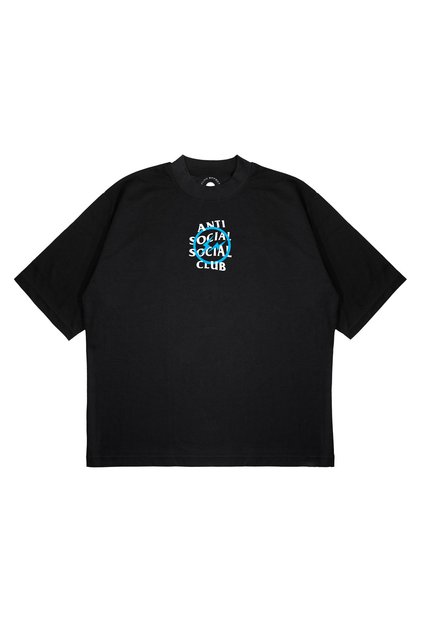 Unisex Oversize Anti Social Blue Printed Thick Fabric (240Gsm) T-Shirt