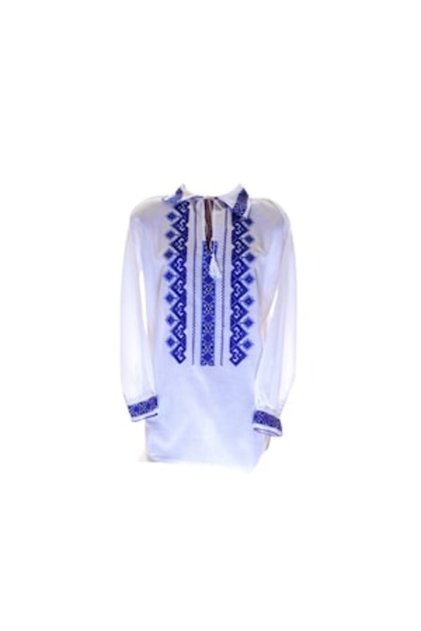 Bluza tip δηλαδή Barbati, Model Traditional, Maneca Lunga, Bumbac, Broderie Albastru-Bleumarin, Marime S