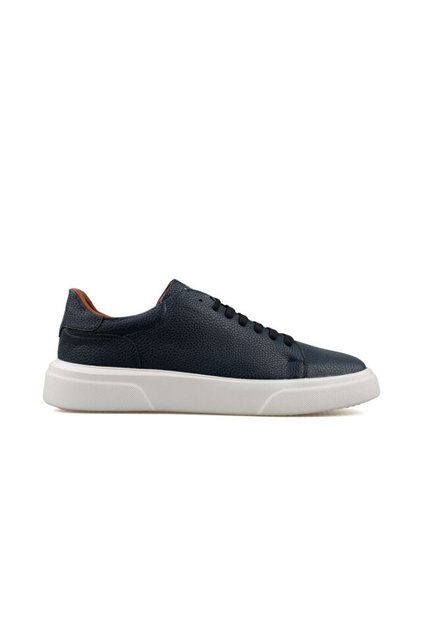Genuine Leather Lace-Up Casual Sports Shoes Navy White