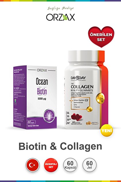 Orzax The Collagen Beauty Gummies 60 Tablet & Ocean Biotin 60