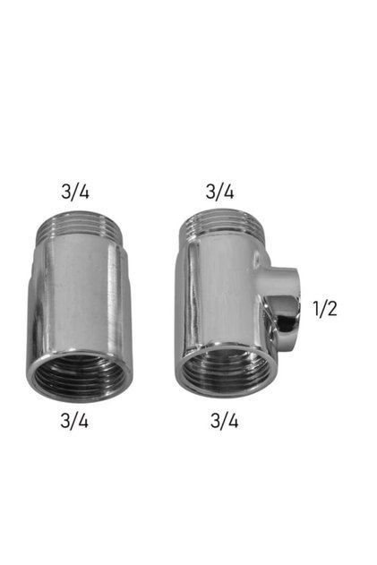 Musluk Uzatması 3/4×1/2×3/4 Delikli Krom Uzatma 1 Adet