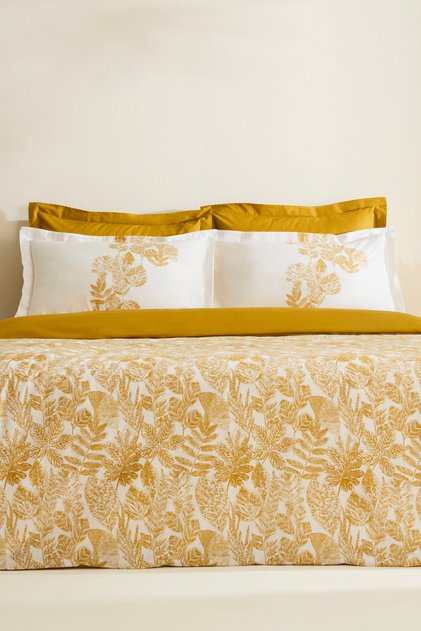 Orla 100% Cotton Double Duvet Cover Set Yellow