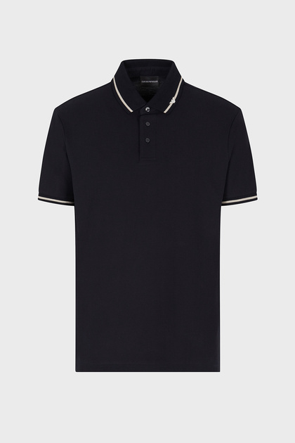 Stripe Detailed Cotton Regular Fit Buttoned Polo Neck t Shirt Men's Polo Neck t Shirt E