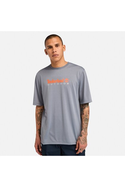 Uv-Protectıon Logo Short Sleeve Tee Men's Gray Tshirt Tb0A5Sfx0731