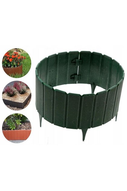 Palisadă de grădină, separator ornamental verde, lungime 100 cm, înălțime totală 24 cm