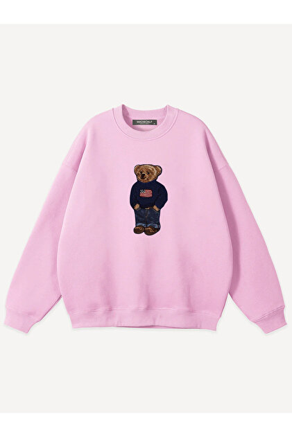 Unisex Teddy Boy Printed Crew Neck Oversized Sweatshirt