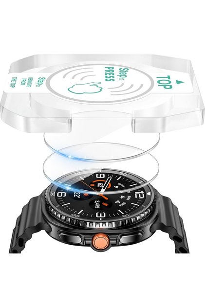 Samsung Galaxy Watch 8 Classic 46mm Kolay Uygulama Aparatlı Cam Ekran Koruyucu Şeffaf