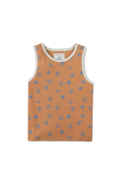 Boys' Brown Sleeveless Printed T-Shirt