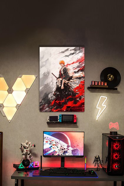 Ichigo Kurosaki – Bleach Anime HD Metal Poster | Enerjik Fırça Efekti