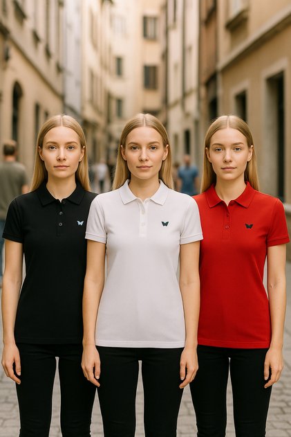 Women's Basic 3 Pack Summer Tight Polo Neck T-Shirt