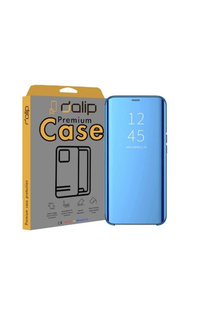 Husă cu flip Mad ClearView Mirror pentru Samsung Galaxy S22, TPU premium, albastră