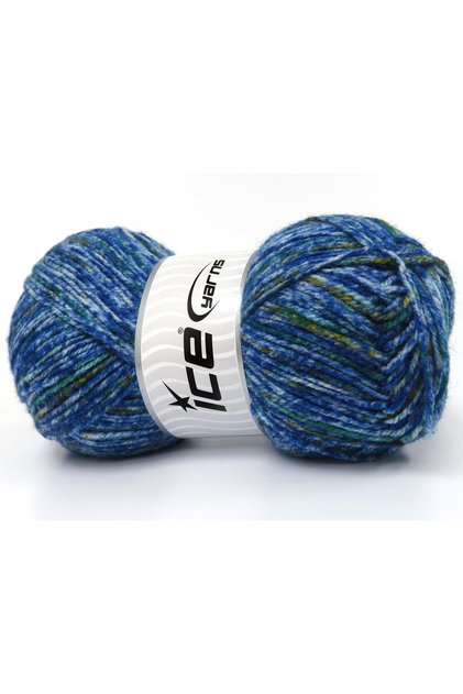 Lot of 4 X 100Gr Skeins Ice Yarns Wool Varicolor Light (25% Wool) Yarn Blue Shades Green Shades