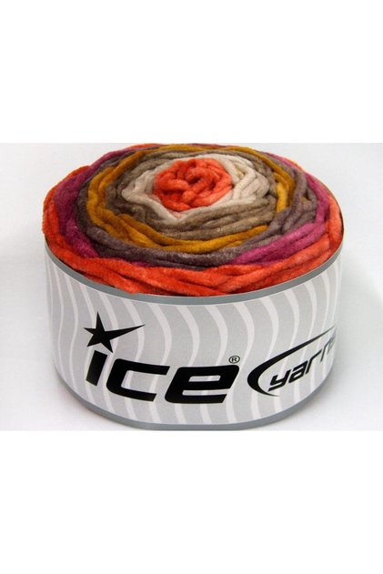 Lot of 2 X 150Gr Skeins Ice Yarns Cakes Chenille Yarn Fuchsia Brown Shades Gold Beige Orange