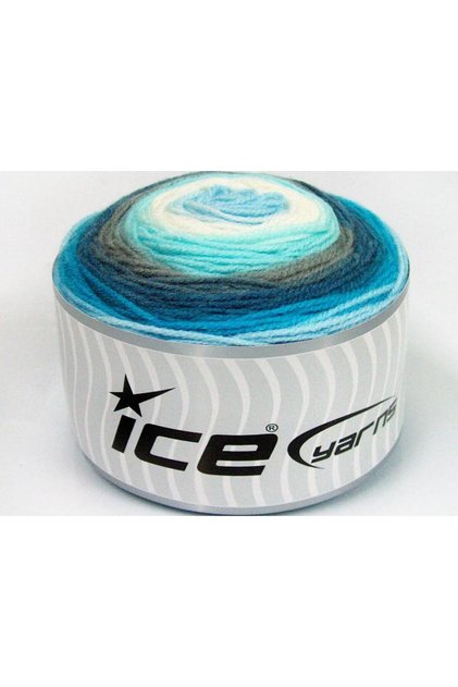 Lot of 3 X 100Gr Skeins Ice Yarns Cakes Baby Fine Yarn Blue Turquoise Shades Grey White