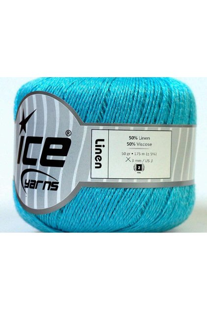 6X50Gr. Linen Viscose, Linen Cyan Viscose, Summer Yarns, Linen
