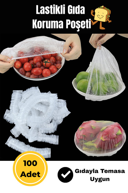 Elastic Refrigerator Bag 100 Pieces - Disposable Food Cap Strech Cover - Plate Cap
