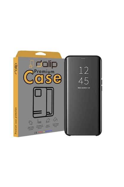 Husa Flip Mad ClearView Mirror Dalip, pentru Samsung Galaxy S22 Ultra, Premium TPU, Negru