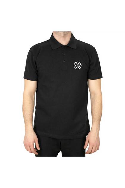 Polo Neck Volkswagen New Logo Black T-Shirt