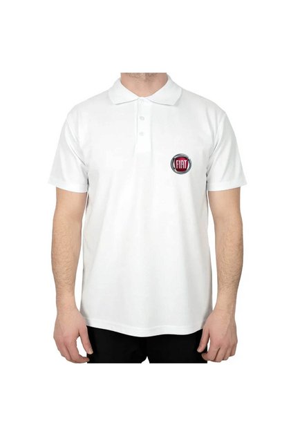 Polo Neck Fiat Logo White T-Shirt