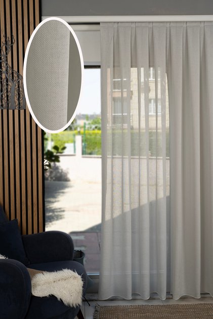 Stylish Quality Weighted Crystal Linen Gray Living Room Kitchen Bedroom Tulle Curtain 1/2 Pleated Zet Normal (1 X 2.5) Gray