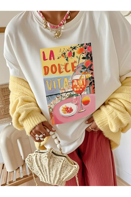 Oversize Cut Short Sleeve Cotton Printed T-Shirt