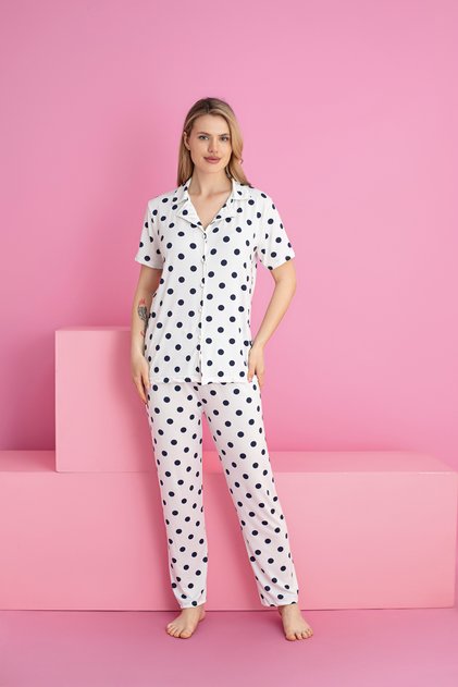 Women's Polka Dot MILAN Buttoned Pajama Set