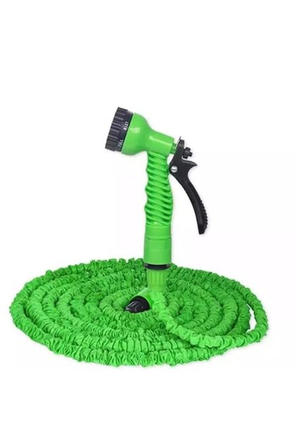 Furtun de grădină extensibil, TRENDY S, cu pulverizator, șapte funcții, 30 m, verde