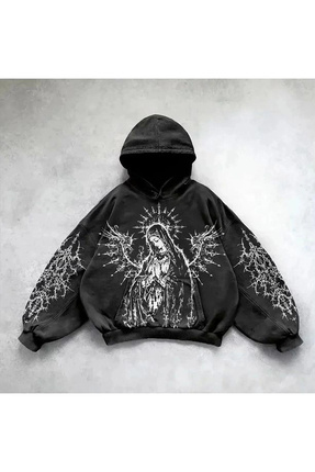 Köstebek Yeni Siyah Gallows Skulls Y2K MMA Cyber Grunge Kapüşonlu