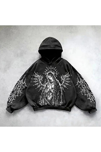 Köstebek Yeni Siyah Gallows Skulls Y2K MMA Cyber Grunge Kapüşonlu